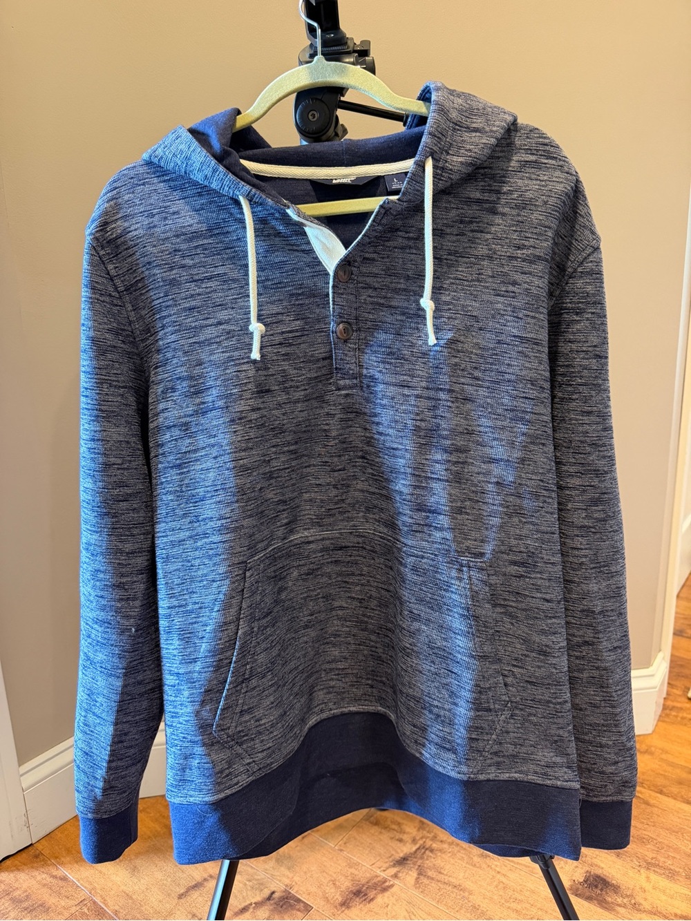 Lands' End Men's Navy Heather Zip-Up Hooded Sweater